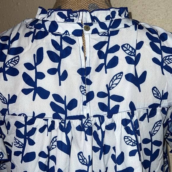 JODIFIL Blue Floral Printed Ruffled Sleeve Embroidered top - Picture 6 of 8